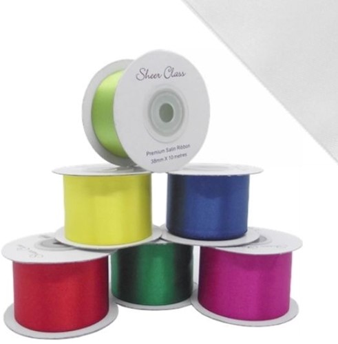  Actie Dubbelsatijn 38mm X 10meter Wit Dubbelsatijn 
