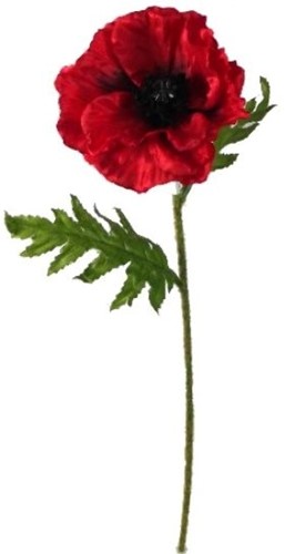 Papaver 57cm SINGLE POPPY RED zijdebloem / stuk zijdebloemen