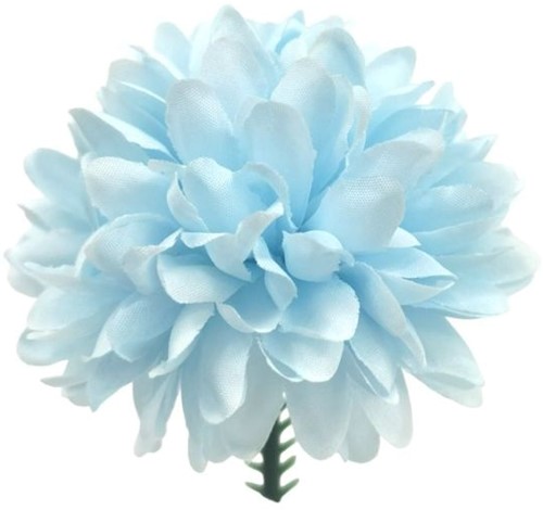 Chrysant Pick dia 7cm PREMIUM CHRYSANTHEMUM BALL PICK BABY BLUE / stuk bloemen op steker voor oa corsage
