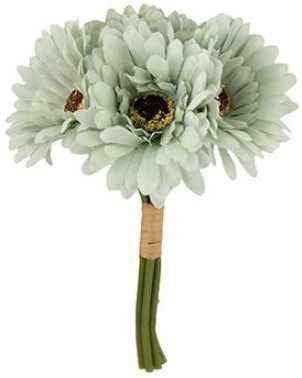 Zijde Gerbera bundel 6 st Sage groen Salie / bundel  voor bloemstuk, boeket, bruidsmeisjesboeketje of corsage