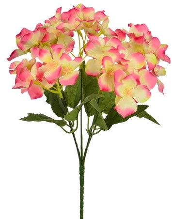 Hortensia 30cm HYDRANGEA BUSH Creme met roze rand Zijdebloem flowerwall vuller