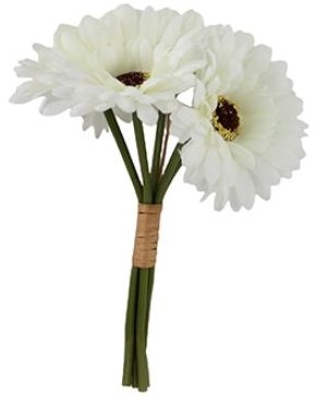 Zijde Gerbera bundel 6 st Ivory / bundel  voor bloemstuk, boeket, bruidsmeisjesboeketje of corsage