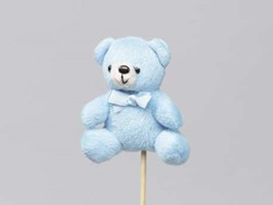 Bijsteker Blauw pluche beertjes 9 cm. Pak 8 stuks bijstekers