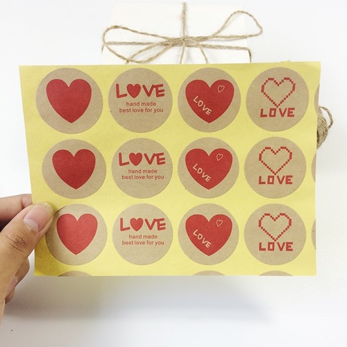 10 Stickers Labels Kraft Love rood hart Staffelkorting Etiket Sluitsticker