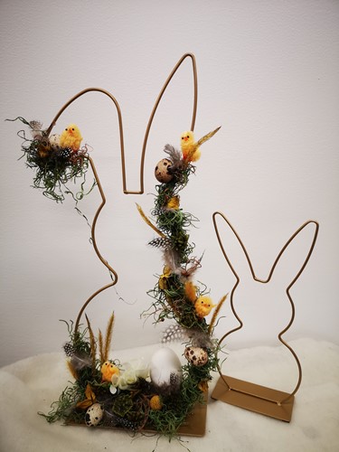 Metalen frame Haas haasje hangend oor op voet 50 cm Goud Metalenframe Metal Bunny on base