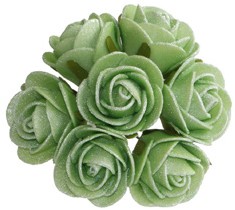 Mini foam roos antique Cool Green 3cm. 84st Parelmoer bloemen