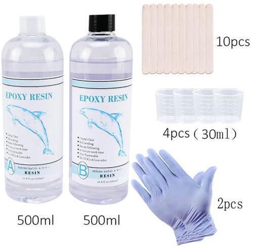 Epoxy Giethars Kit Met Maatbekers, Roerstaafjes en Siliconen Handschoenen 1:1 Clear Epoxy Resin Crystal Clear Art Resin