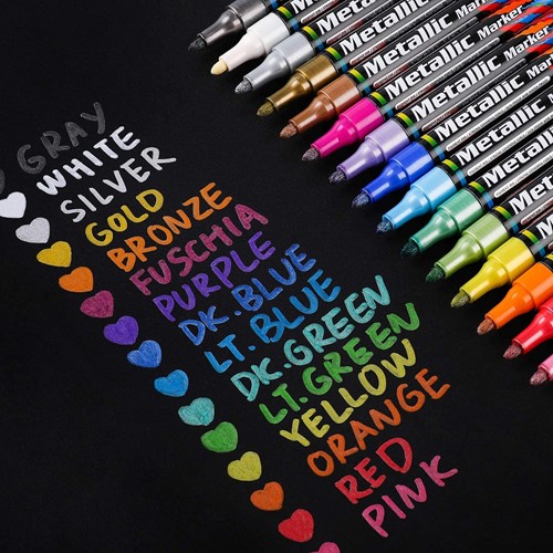 VILTSTIFT Metalic marker Grijs Antraciet 3MM  per stuk watervast voor lint,papier, canvas, glas, keramiek, plastic, kleding, hout, staal, enz