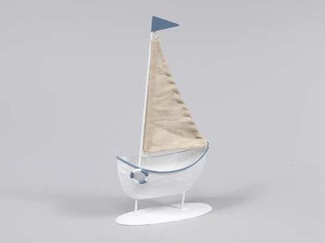 Zeilboot Zeilschip metaal staand 11,5x22. 5 cm. Zeilboot