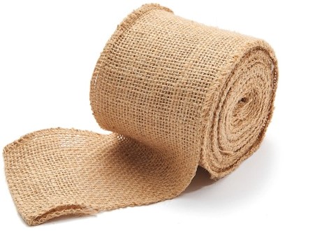 Juteband BURLAP Hessian dicht Naturel 8 cm. +/- 10m Juteband +/- 8 cm.