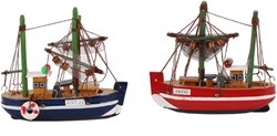 Maritiem Vissersboot Antje 10.5 cm. Blauw Zeilbootje 11x3x9.5 cm