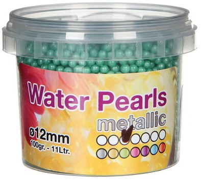 Waterparel Metallic Groen 12 mm +/- 100gram Metalic Parel