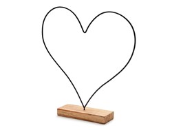  Frame Metalen hart op houten voet +/- 44 cm zwart Metal heart on base 44cm black zwart