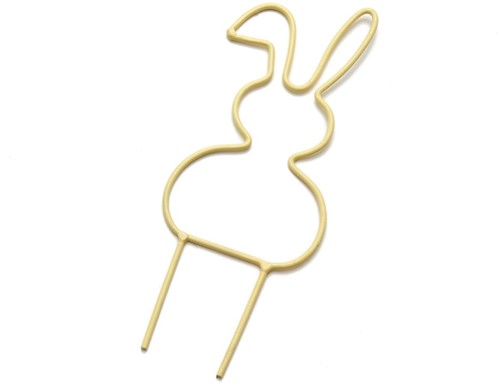Metalen frame Haas haasje hangend oor op steker 10 cm Geel Steker Metal bunny pick