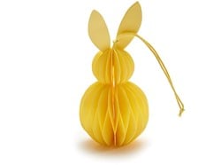 Actie Paashaas Konijntje Honeycomb hanger 6*12 cm Geel Paper rabbit hanger