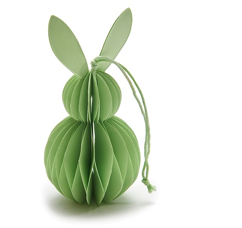 Actie Paashaas Konijntje Honeycomb hanger 6*12 cm Groen Paper rabbit hanger