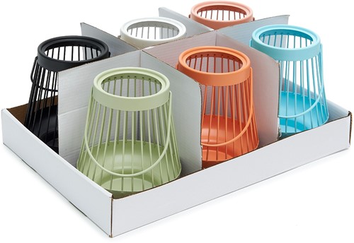 Actie Metalen windlichten pastel 15.5 cm Set van 6 Windlichten 