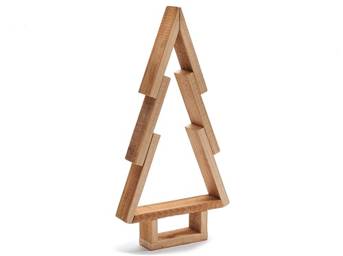 Houten Kerstboom Frosty 26*5*51 cm met voet / st met voet voor bloemschikken en decoratie bv kaarsen
