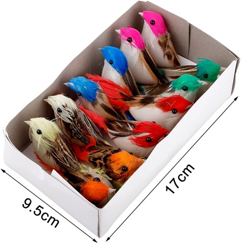 12 Vogeltjes verschillende kleuren ds12 mooie vogeltjes