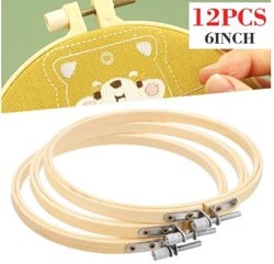 Bamboe ring Borduurring Flowerhoop met stelschroef 15 cm/stuk Bamboo bloemenring  