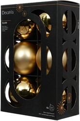 Kerstballen Glas Goudkleurig 8 cm Set van 6