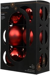 Kerstballen Glas Kerstrood 8 cm Set van 6