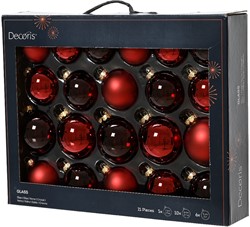 Kerstballen Glas Ossenbloedrood 7 cm Set van 21