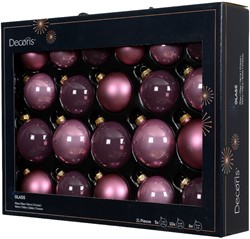 Kerstballen Glas Vintage Roze 7 cm Set van 21