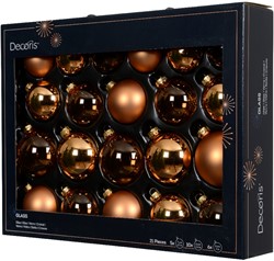 Kerstballen Glas Brandy 7 cm Set van 21