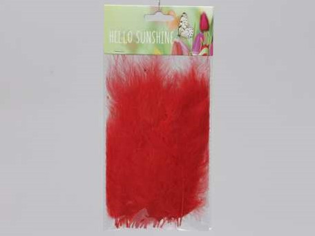 Actie Veertjes Fluffy +/- 15 cm. Rood +/- 24st Veren veertjes