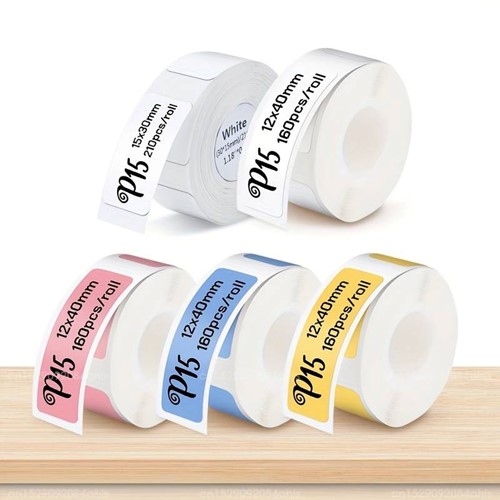 Thermische labels, 12*40mm BLAUW voor Thermal Labelprinters P15 /rol Blanco Stickers om zelf foto, tekst, afbeeldingen op te printen