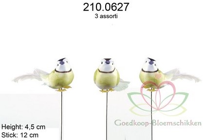 Vogeltje de luxe Groen /Wit / stuk Vogeltje de luxe