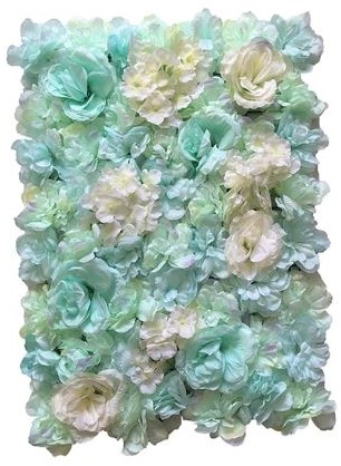 Flowerwall Flower Wall 40*60cm. 19 Zeegroen Lichtblauw Aqua Rozen en Hortensia Flowerwall de Luxe, mooi vol, te combineren met kleur zeegroen 5