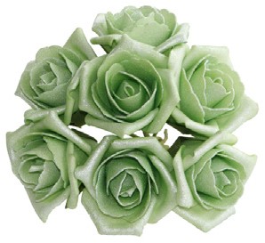 foam roos Emilia antique Cool Green bundel 7st Parelmoer bloemen