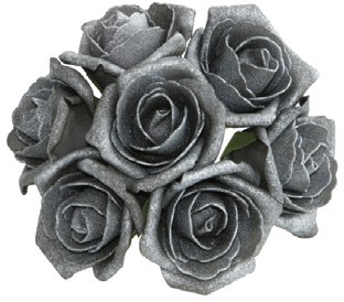 foam roos Emilia antique Antracite / dark Grey doos 42 Parelmoer bloemen
