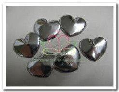 Padded Hart Zilver 2-3 cm. / 5 stuks Padded Hart Zil