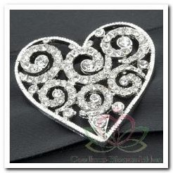 Strass Slider de luxe Hart zilver Strass Slider d