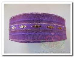 Lint Organza paars met gouddraad / m Lint Organza pa