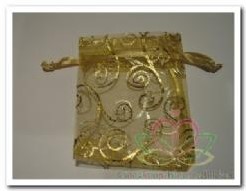 Giftbag organza Gold Aquatic 7*9 cm. Giftbag organza Gold Aqua