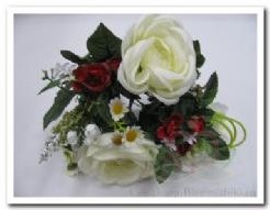 Mini boeketje Roos Hortensia Wit/rood Zijde Mini boeketje R