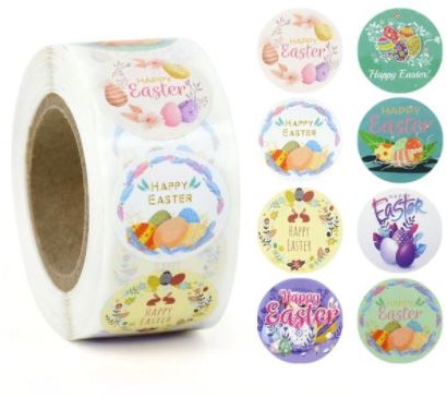 500 Stickers Labels Easter, Pasen,Voorjaar 2,5 cm rond Z03 Sluitsticker