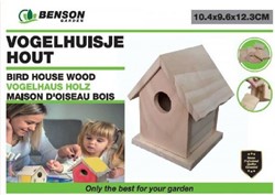 Vogelhuis hout 10,4x9,6x12,3cm dhz pakket
