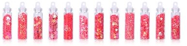 Glitters en steentjes voor oa Epoxy set van 12 buisjes PINK figuurtjes voor Epoxy Resin, Nagels, Decoratie, Makeup,Schilderen