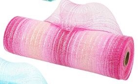 Decomesh Deco mesh Metalic voor kransen en inpakken 02_multi-stripes Cerise Decomesh