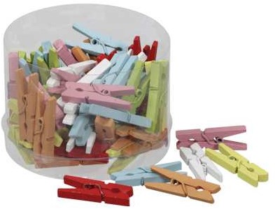 Houten knijpertjes multicolor 3 cm. 72 stuks Knijpertjes