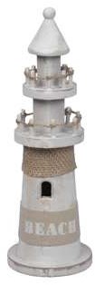Houten Vuurtoren Wit/zand 45 cm Maritiem zand/wit