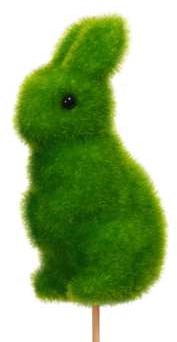 Bijstekers Konijn Haasje 11cm op stok 30cm Flocked Groen/ 4 st schattig