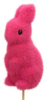 Bijstekers Konijn Haasje 11cm op stok 30cm Flocked Pink/ 4 st schattig