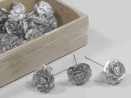 Cedarrose Zilver Glitter op draad + - 70 stuks Cederrozen