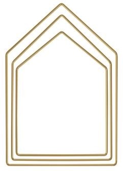Metalen ringen huizen gesorteerd, elk 1x19cm, 23cm, 27,5cm, box 3st., goud Metalen huisframe